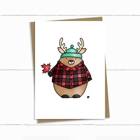 hoser deer in plaid