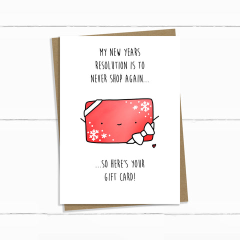NEW YEARS RESOLUTION HOLIDAY GIFT CARD